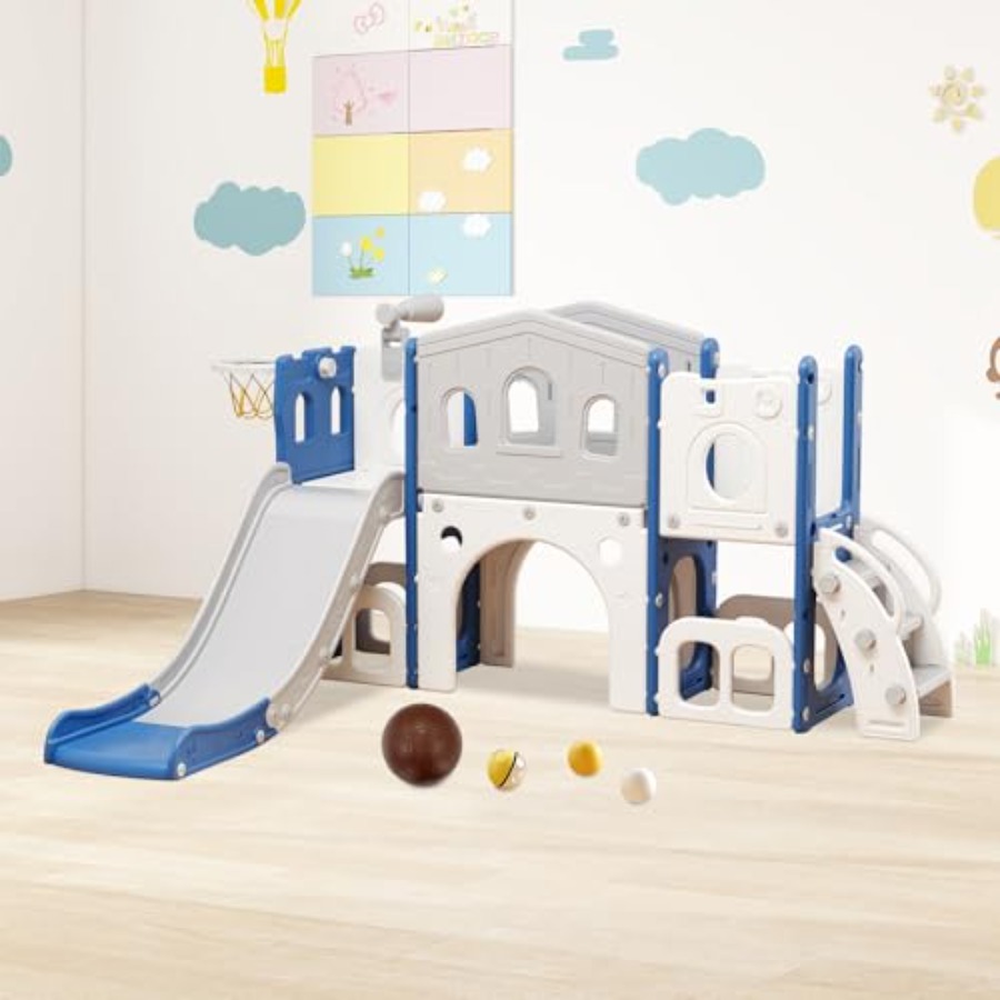 Kids Outdoor Playset - 8 in 1 Toddler Slide Set
