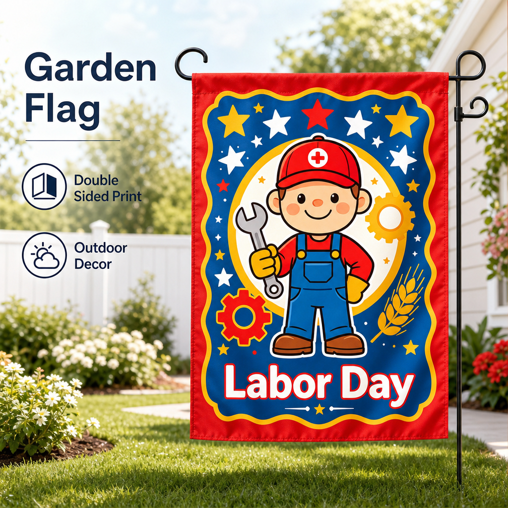Kids Outdoor Gear - Labor Day Garden Flag Cute Cartoon