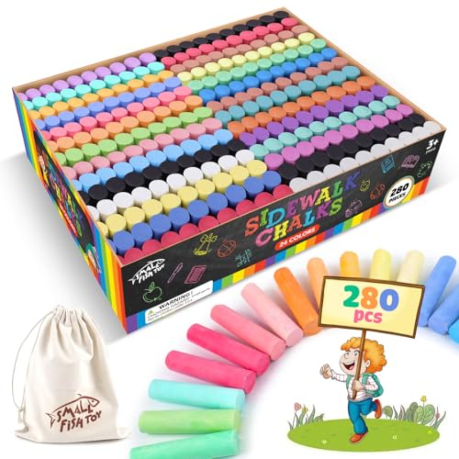 Chalk Outdoor Jumbo - 280PCS Sidewalk Chalks in 24 Colors: