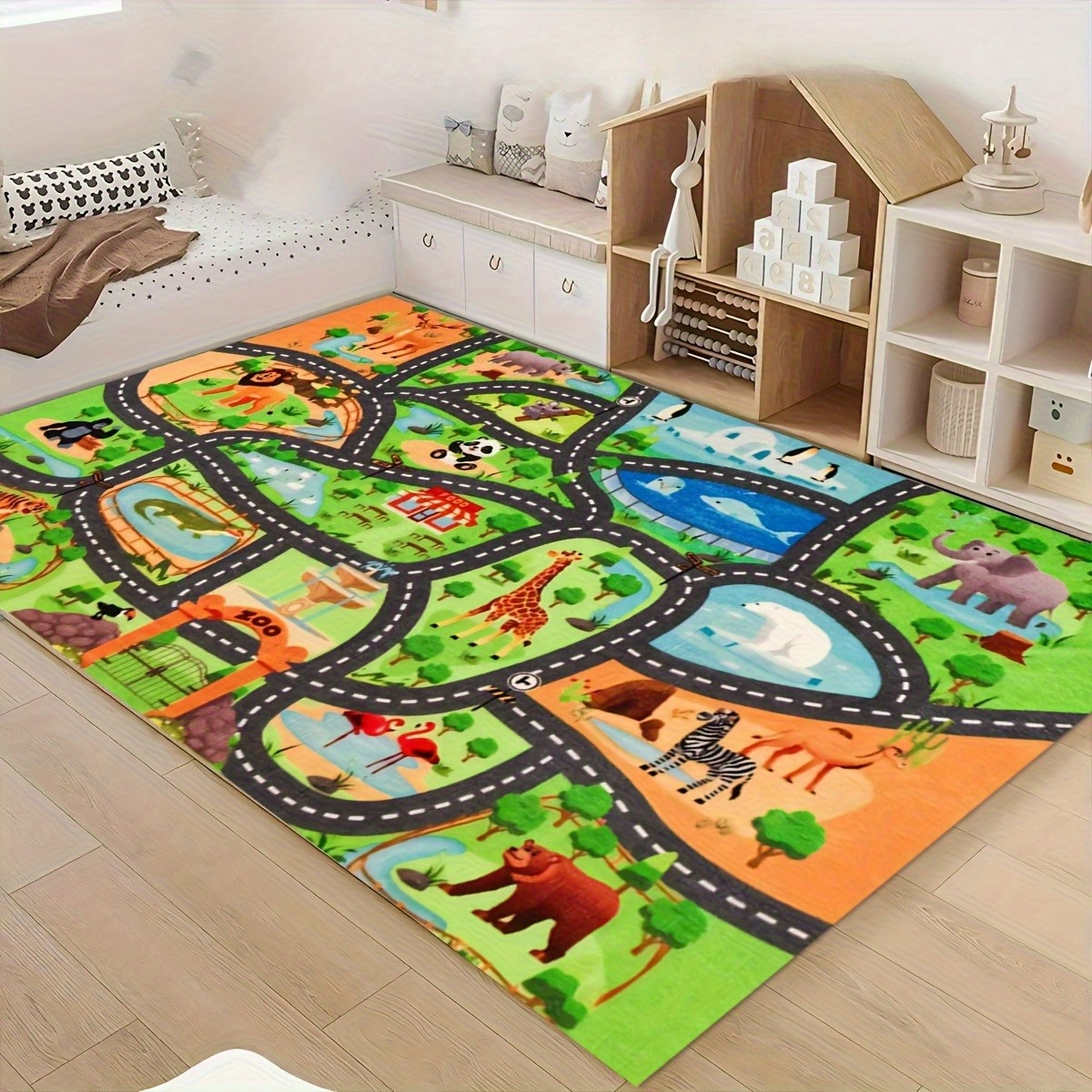 Kids Outdoor Zoo - Zoo Animal Road Map Print Non-slip
