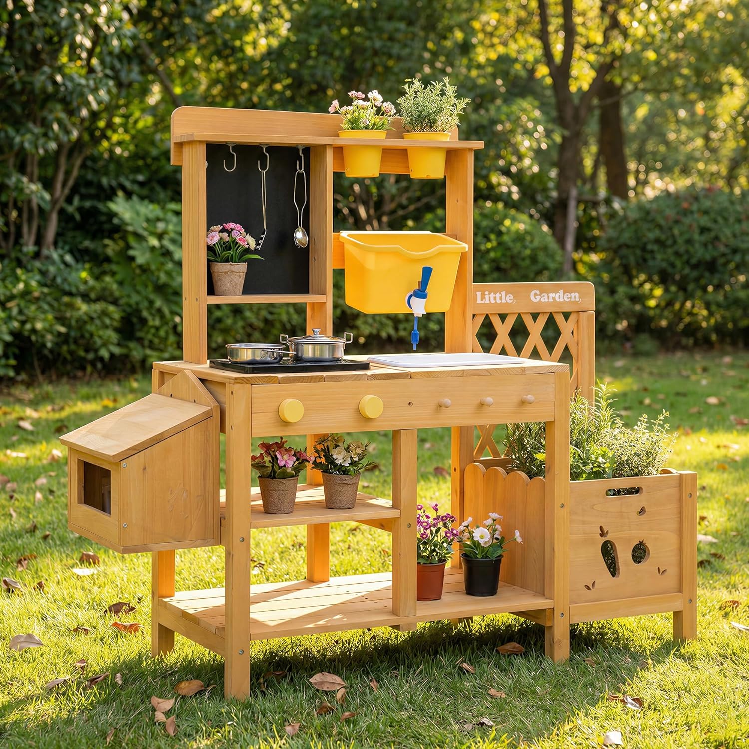 Kids Outdoor Water Table - Wooden Mud Kitchen for Kids, Outdoor