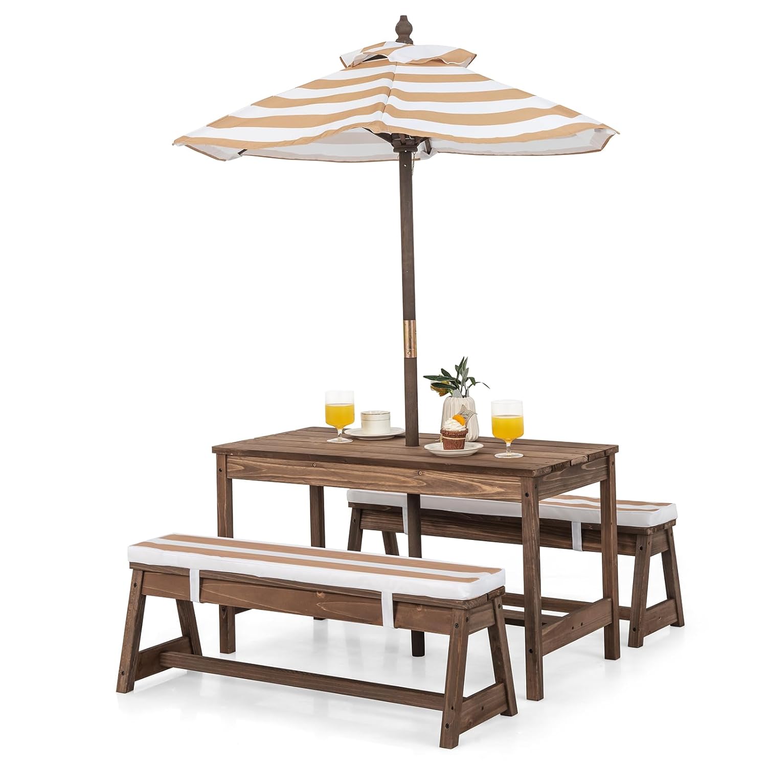 Kids Outdoor Umbrella For Table - Kids Picnic Table, Outdoor Wooden Table