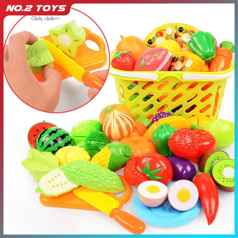 Kids Outdoor Kitchen Set - Cutting Play Food Set For Kids