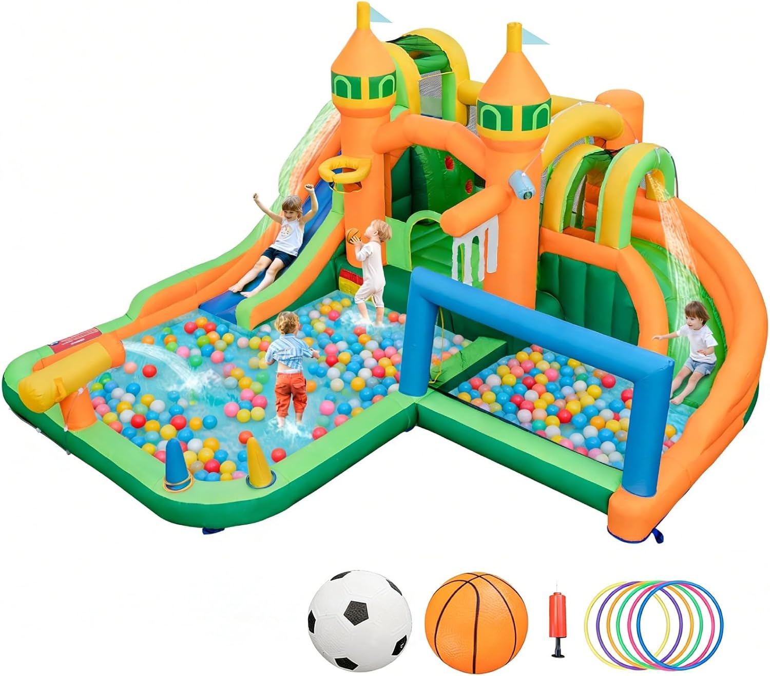 Kids Outdoor Jumping - 9-in-1 Inflatable Water Park Bounce House