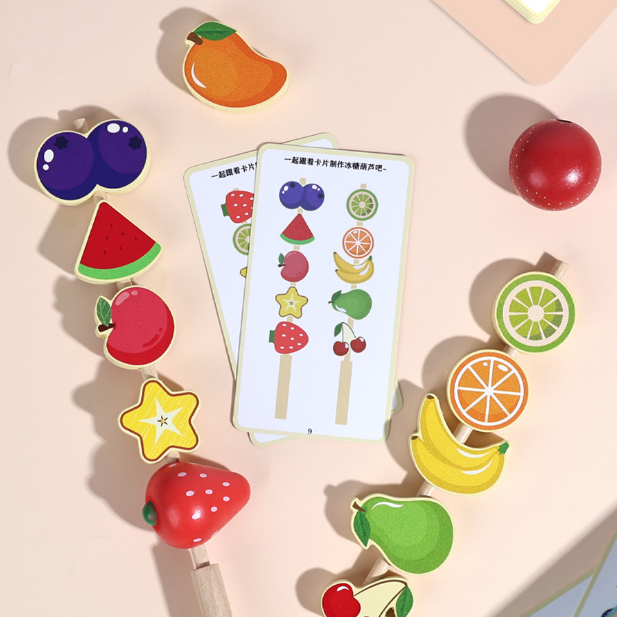 Kids Outdoor Kitchen Set - Kids Wooden Learning Fruit Tanghulu Toy