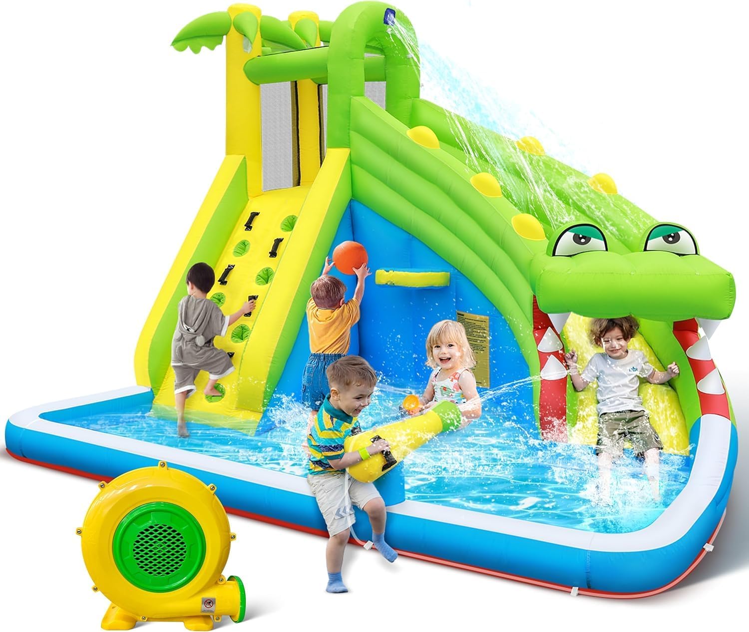 Kids Outdoor Water Park - TOAOB Inflatable Water Slide：5 in 1