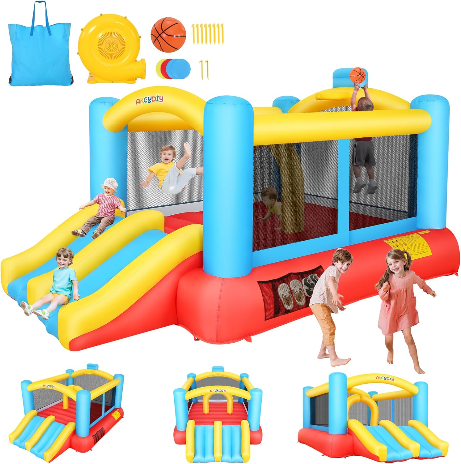 Kids Outdoor Jumping - Kids Inflatable Bouncy Castle with 2