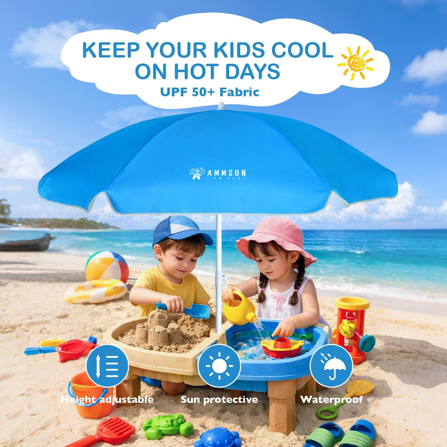 5ft Beach Umbrella for Sand an - Kids Outdoor Umbrella For Table ulasan dan harga