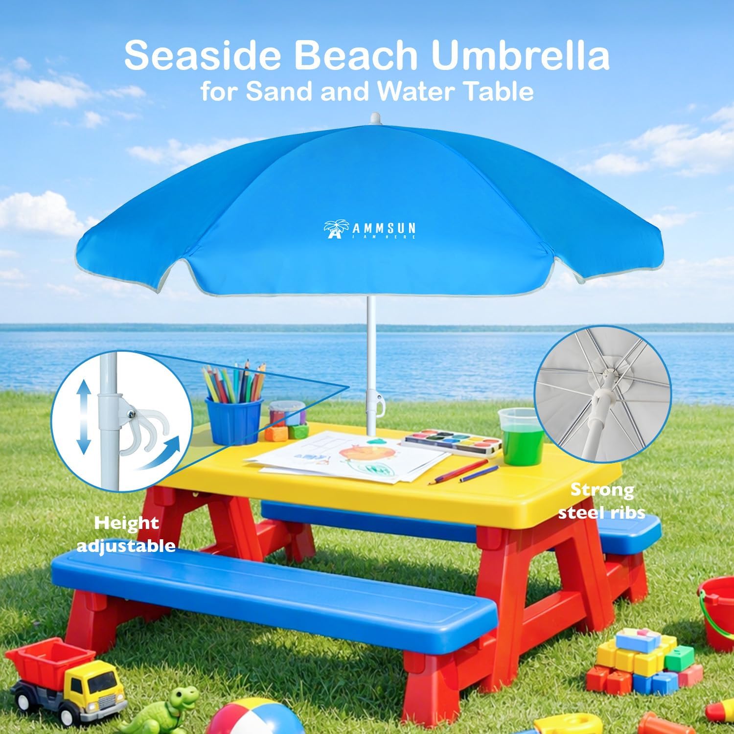 5ft Beach Umbrella for Sand an - Kids Outdoor Umbrella For Table ulasan dan harga