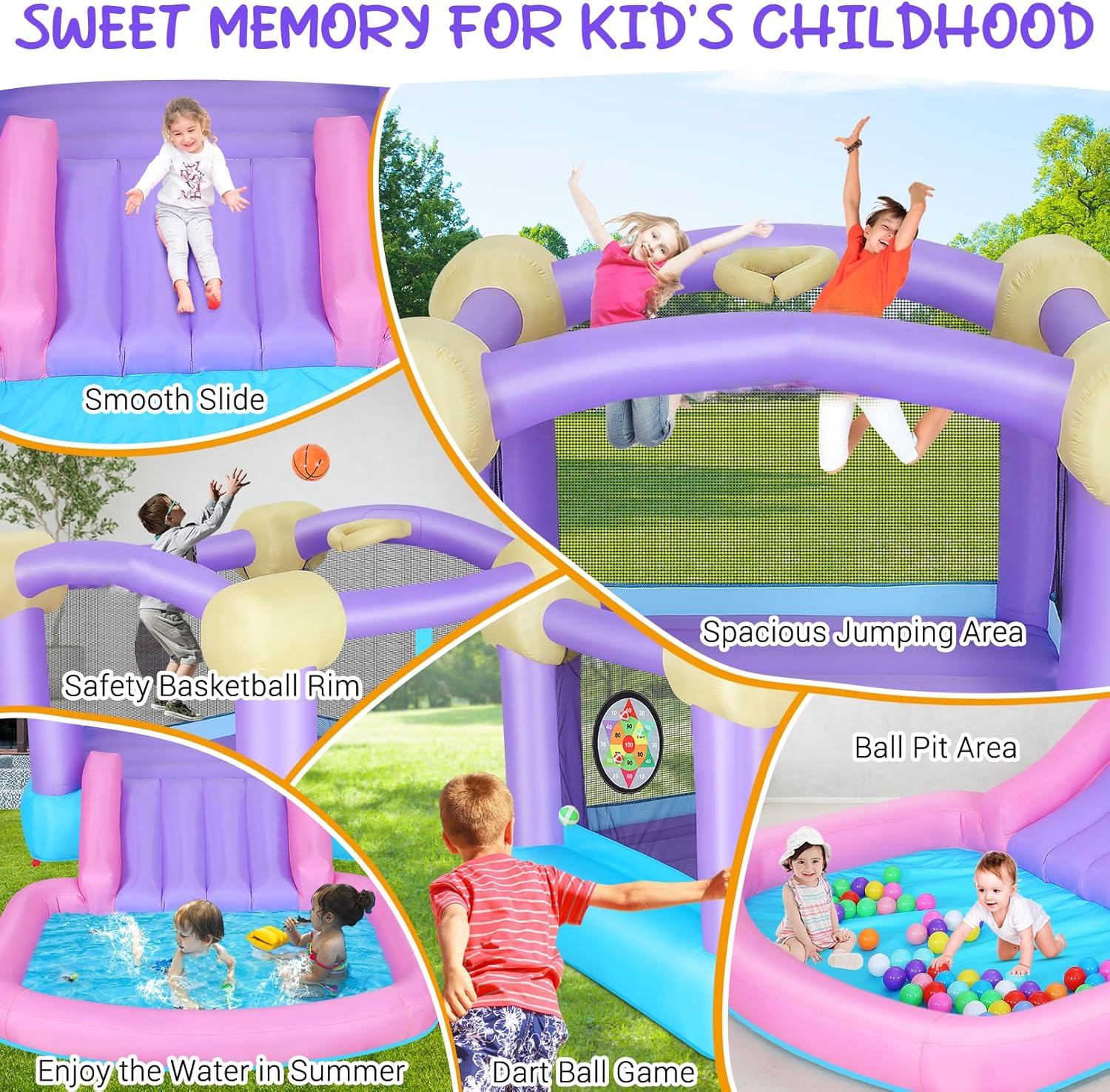 Kids Inflatable Bounce House w - Kids Outdoor Jumping ulasan dan harga