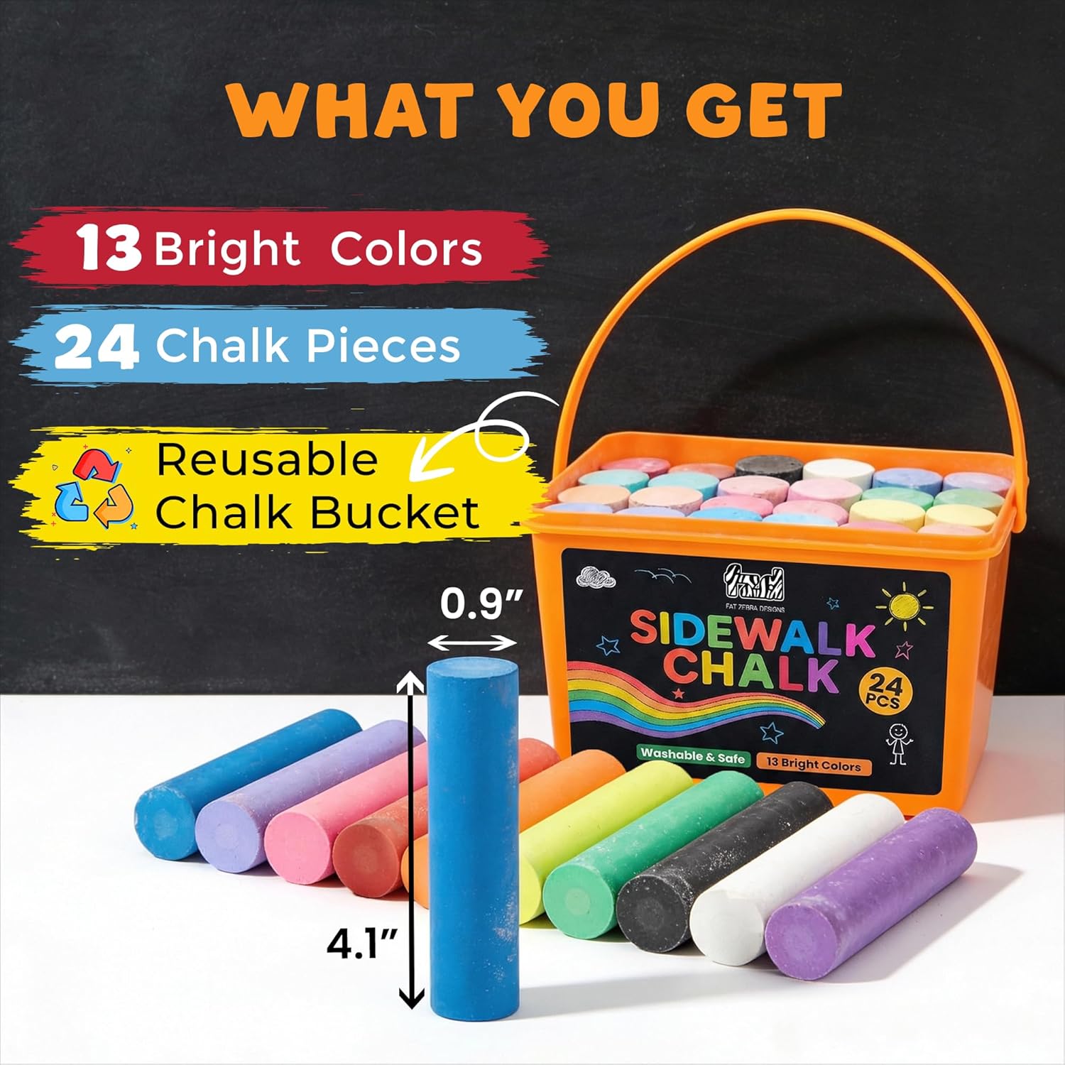 24 PCS Sidewalk Chalk for Kids - Chalk Outdoor Jumbo ulasan dan harga