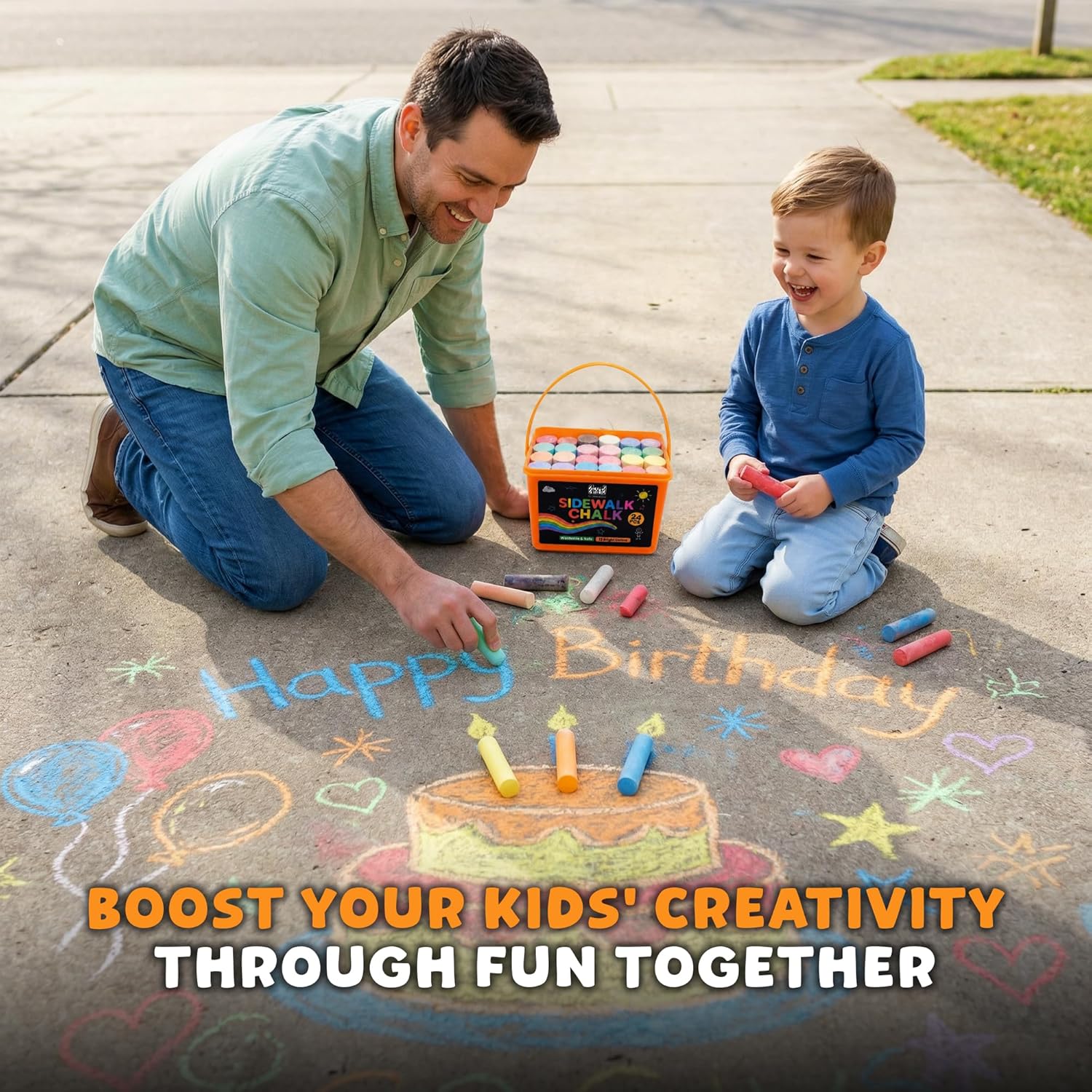 24 PCS Sidewalk Chalk for Kids - Chalk Outdoor Jumbo ulasan dan harga