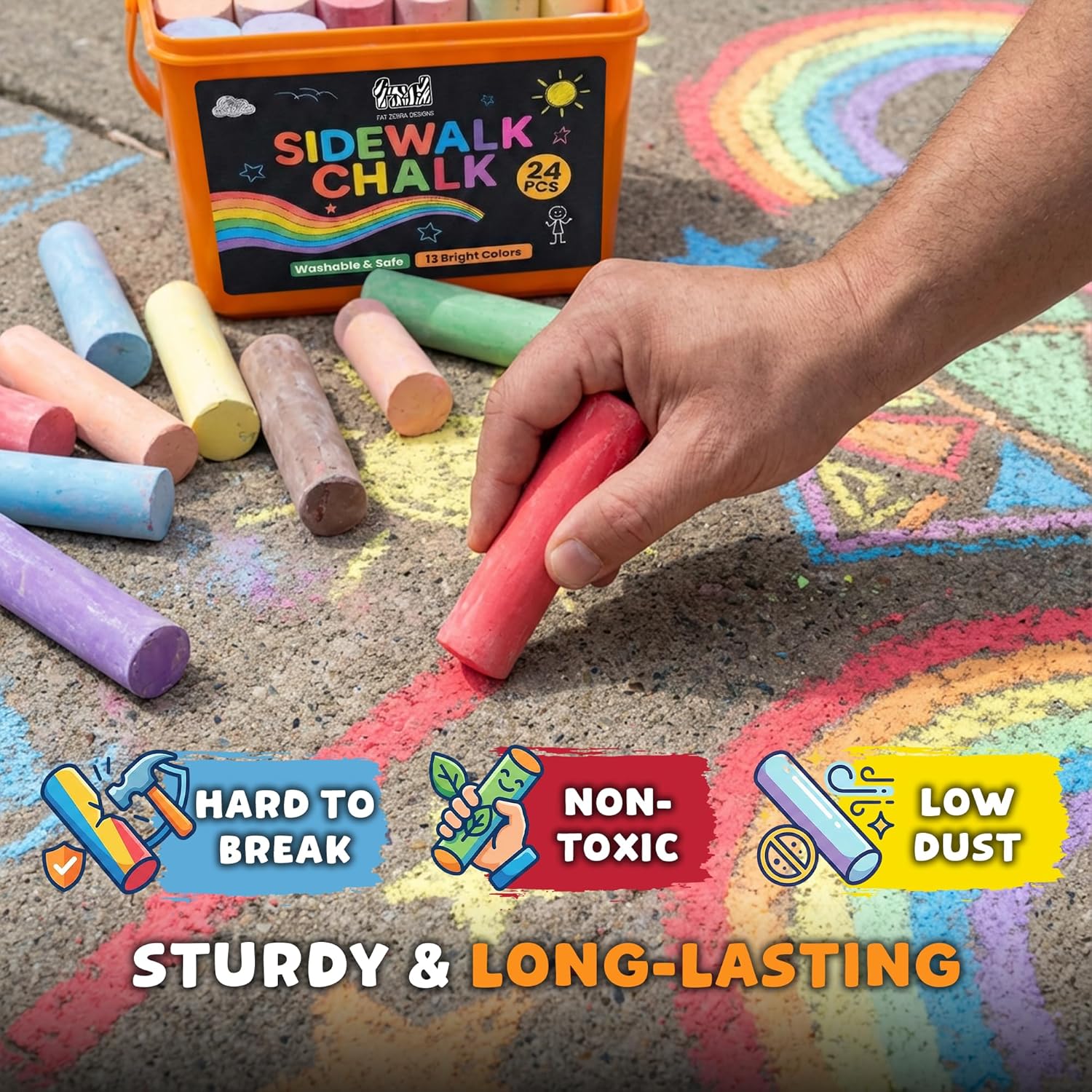 24 PCS Sidewalk Chalk for Kids - Chalk Outdoor Jumbo ulasan dan harga