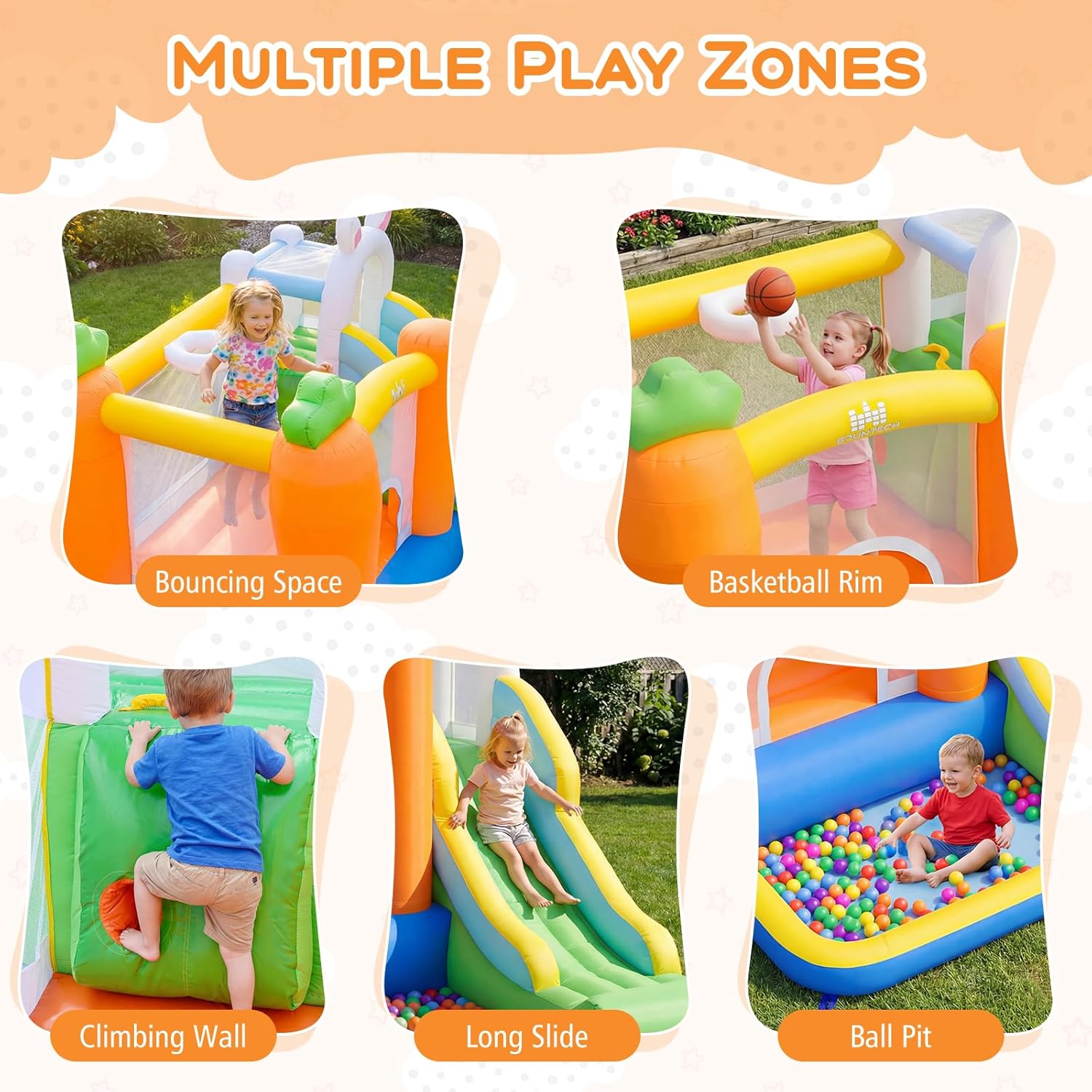 Inflatable Bounce House with B - Kids Outdoor Jumping ulasan dan harga