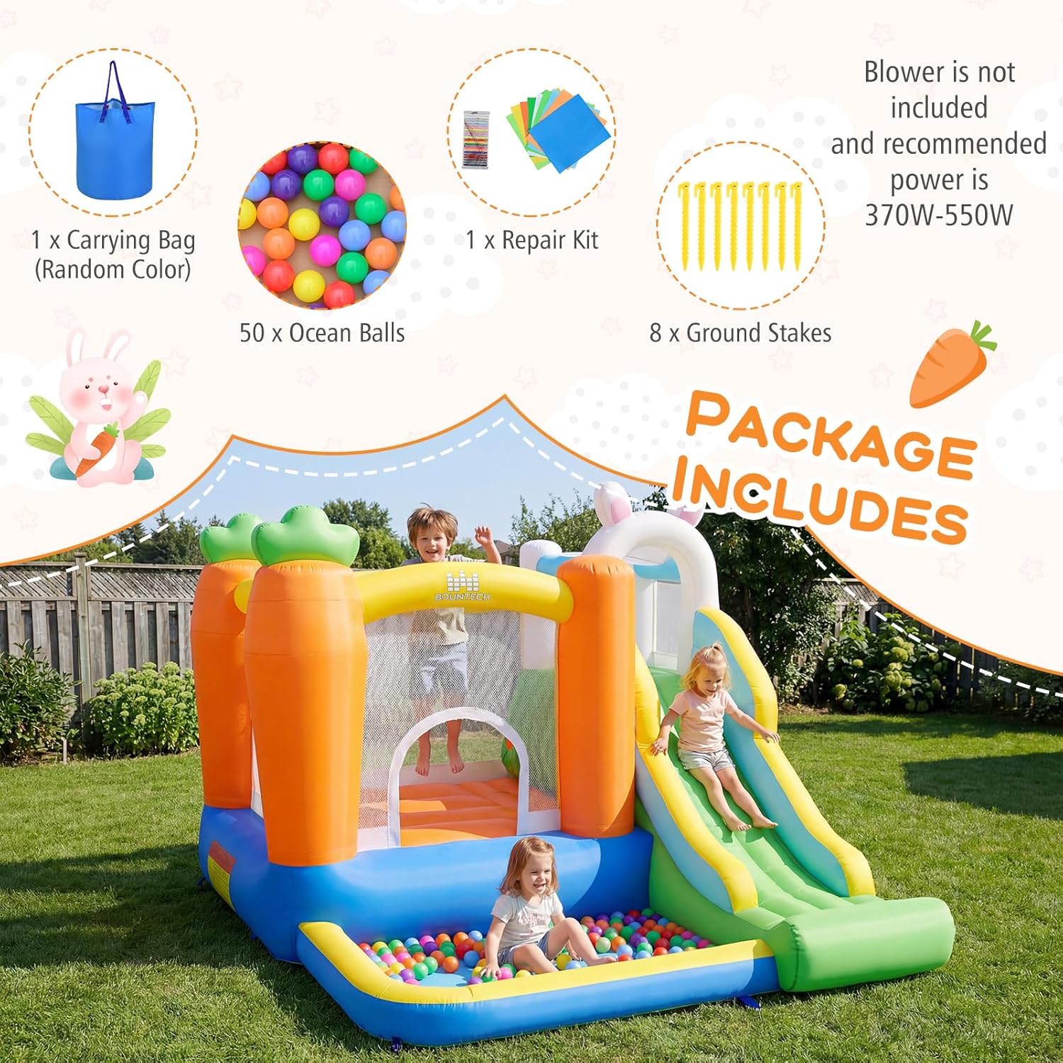 Inflatable Bounce House with B - Kids Outdoor Jumping ulasan dan harga