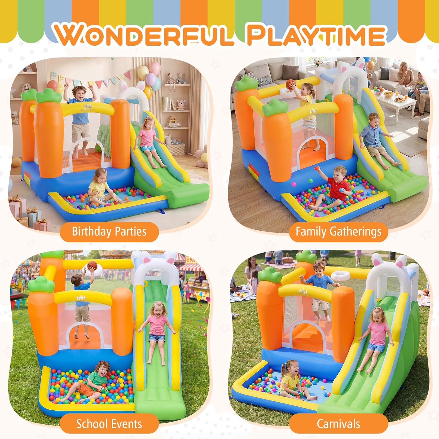 Inflatable Bounce House with B - Kids Outdoor Jumping ulasan dan harga