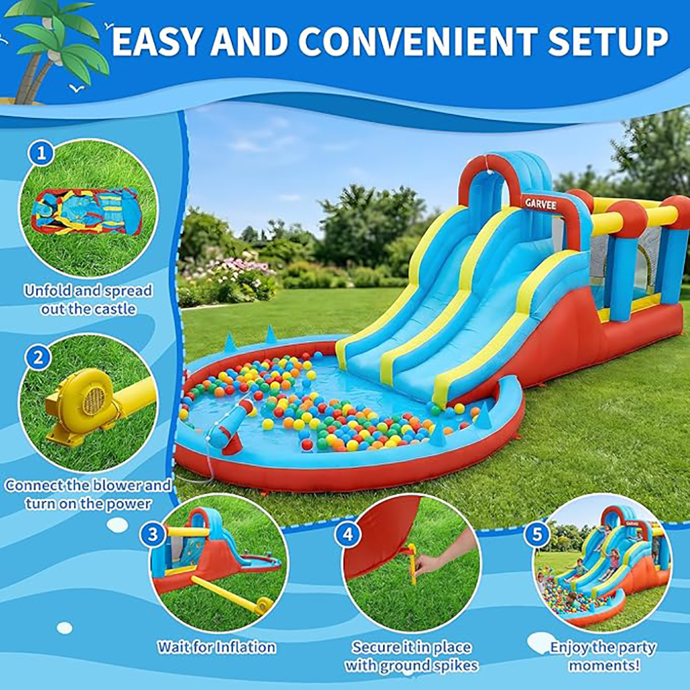 All-Season 8-in-1 Inflatable W - Kids Outdoor Slide ulasan dan harga
