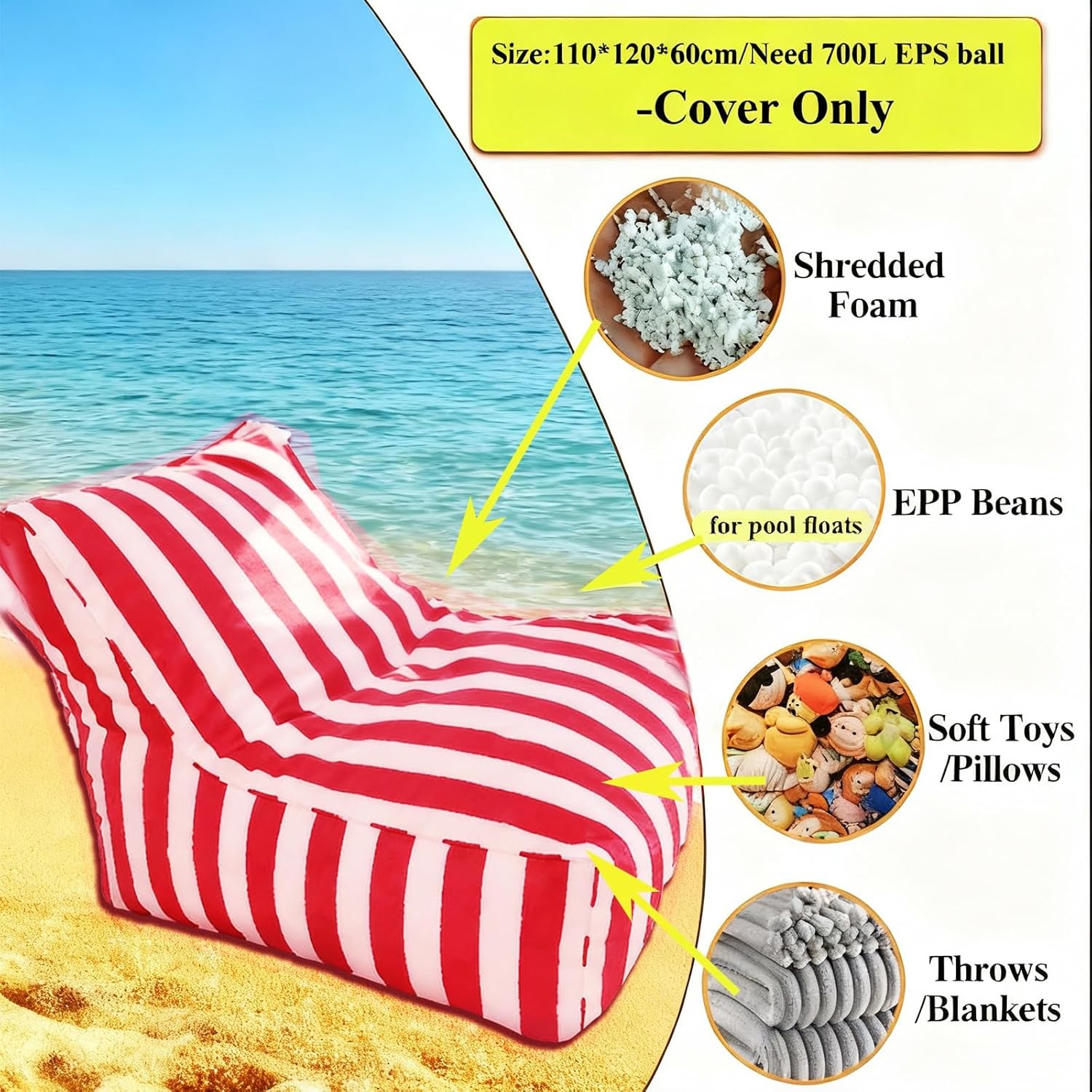 Waterproof Floating Bean Bag C - Kids Outdoor Bean Bag Chair ulasan dan harga
