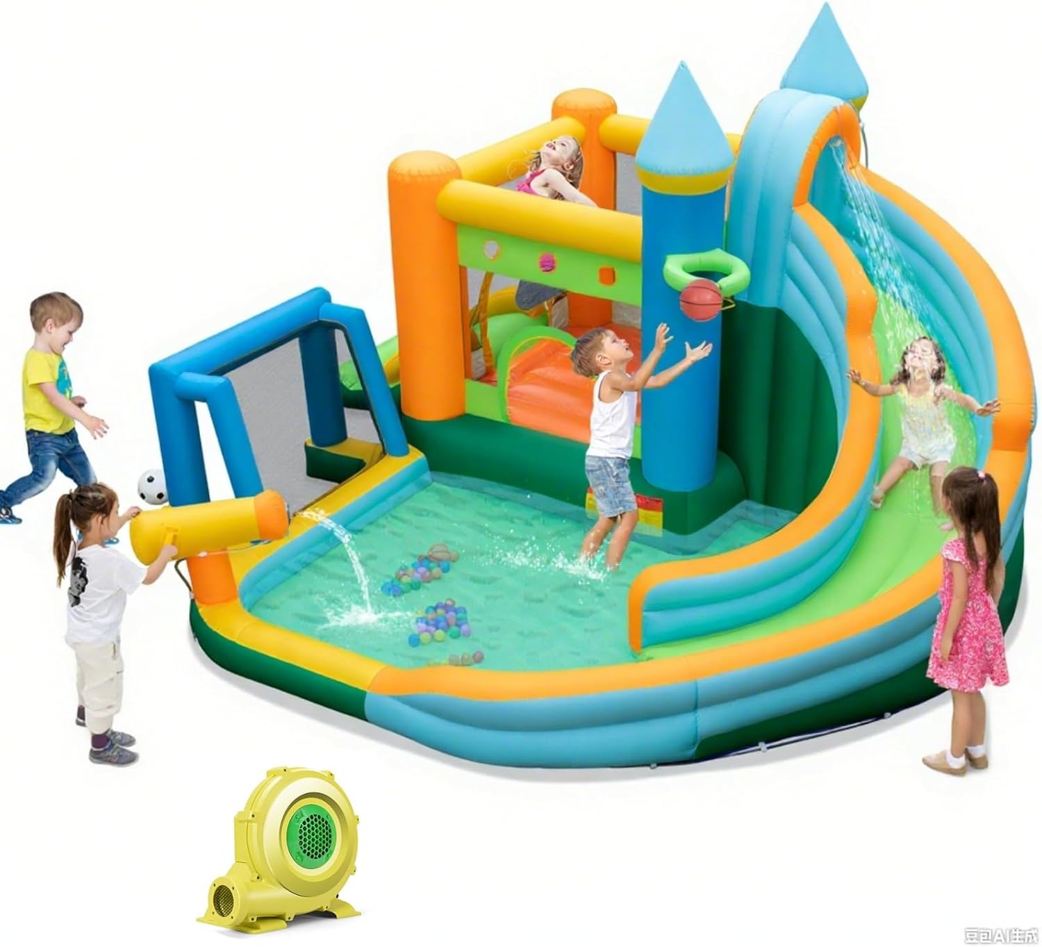 9-in-1 Inflatable Water Slide  - Kids Outdoor Jumping ulasan dan harga