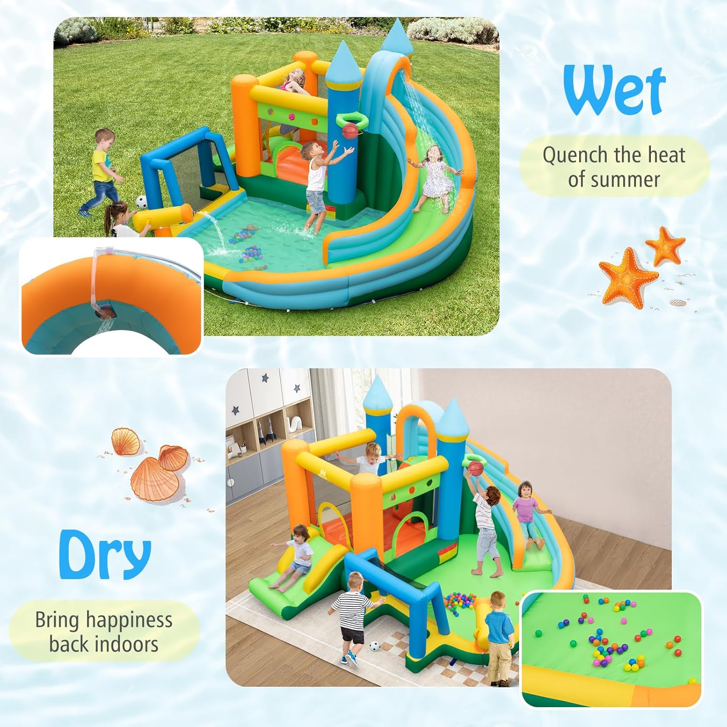 9-in-1 Inflatable Water Slide  - Kids Outdoor Jumping ulasan dan harga