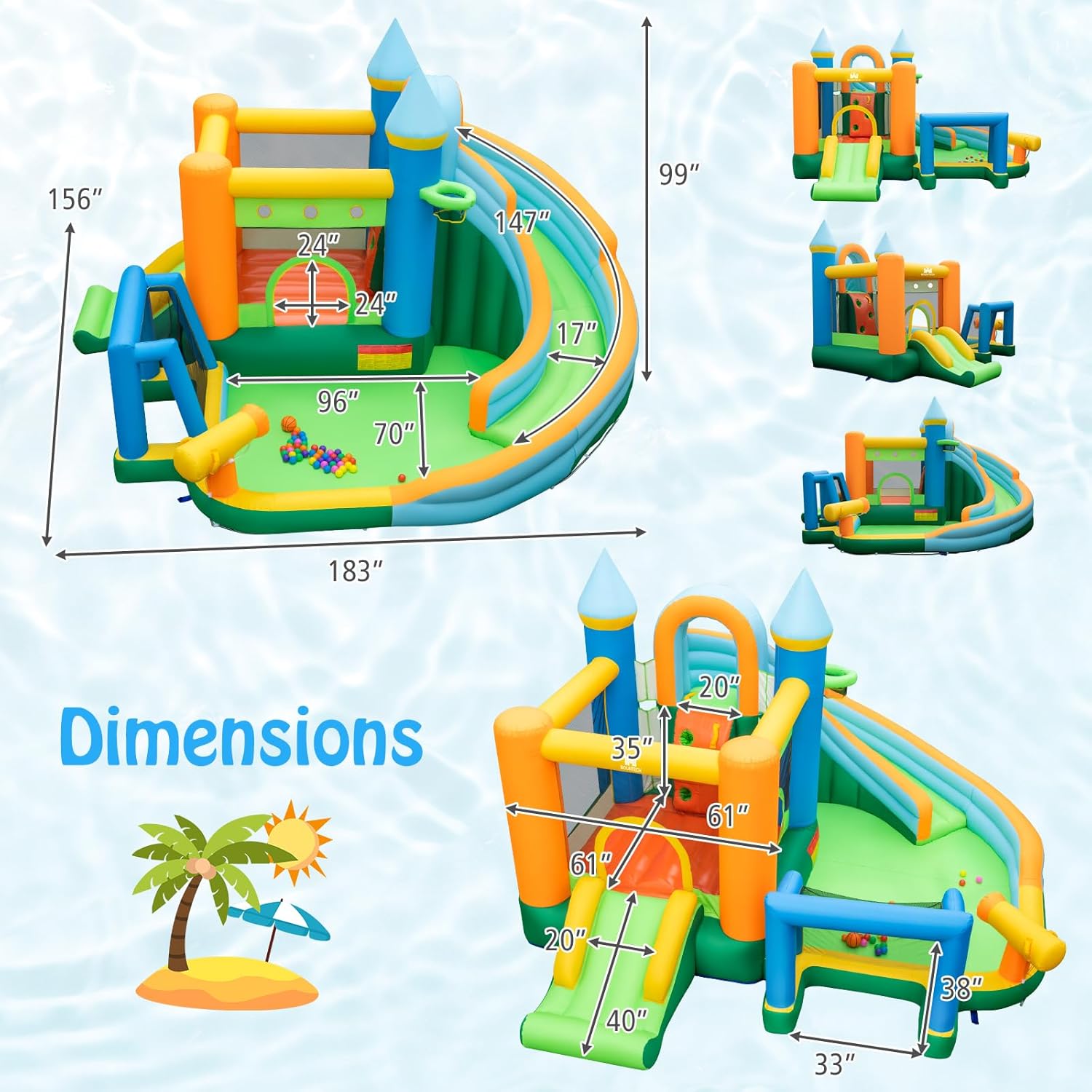 9-in-1 Inflatable Water Slide  - Kids Outdoor Jumping ulasan dan harga