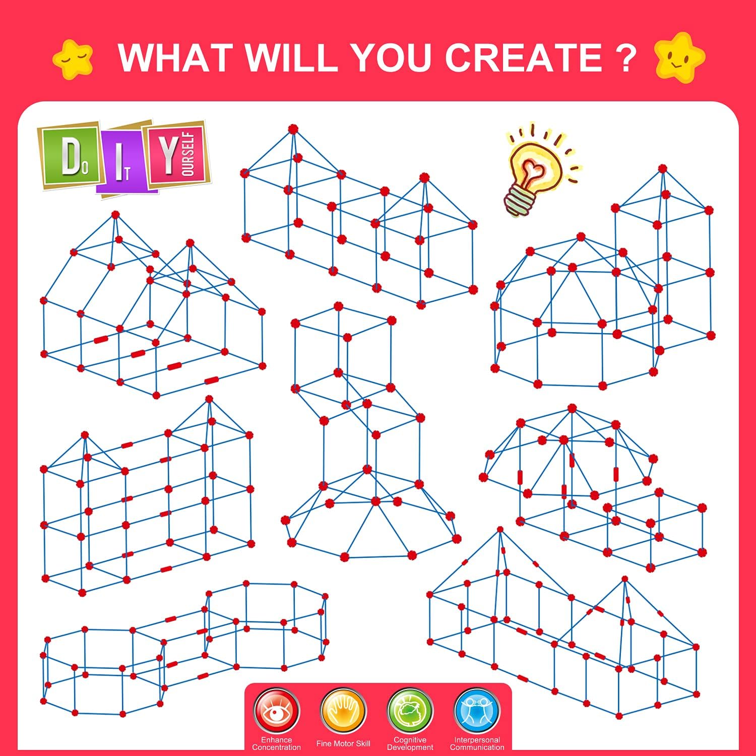 Virella Store Fort Building Ki - Kids Outdoor Fort Building Kit ulasan dan harga