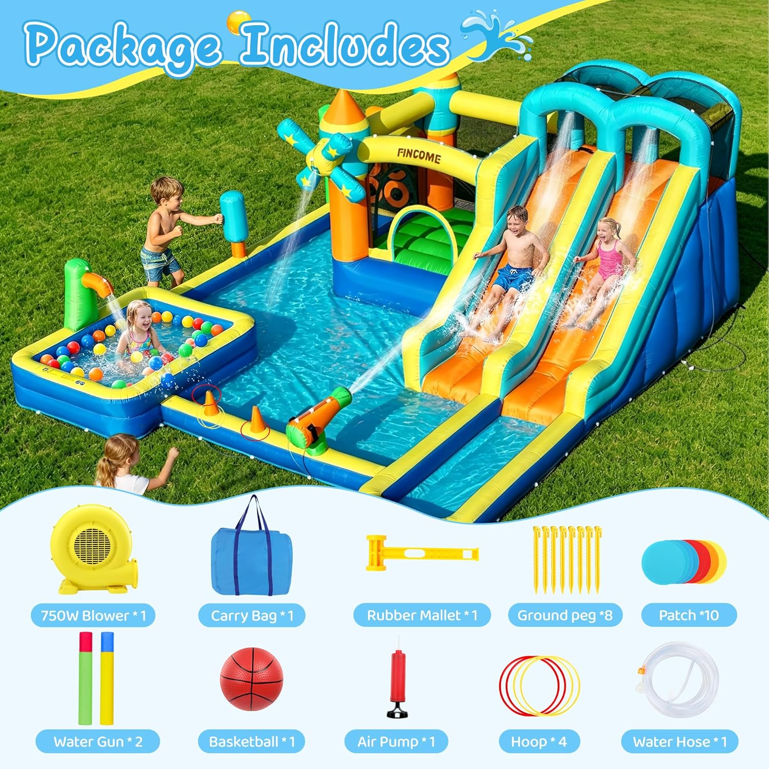 10-in-1 Inflatable Bouncy Cast - Kids Outdoor Water Park ulasan dan harga