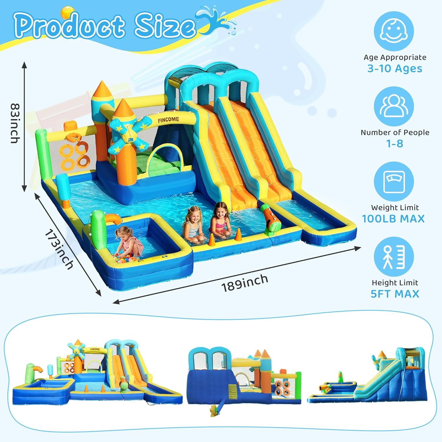 10-in-1 Inflatable Bouncy Cast - Kids Outdoor Water Park ulasan dan harga