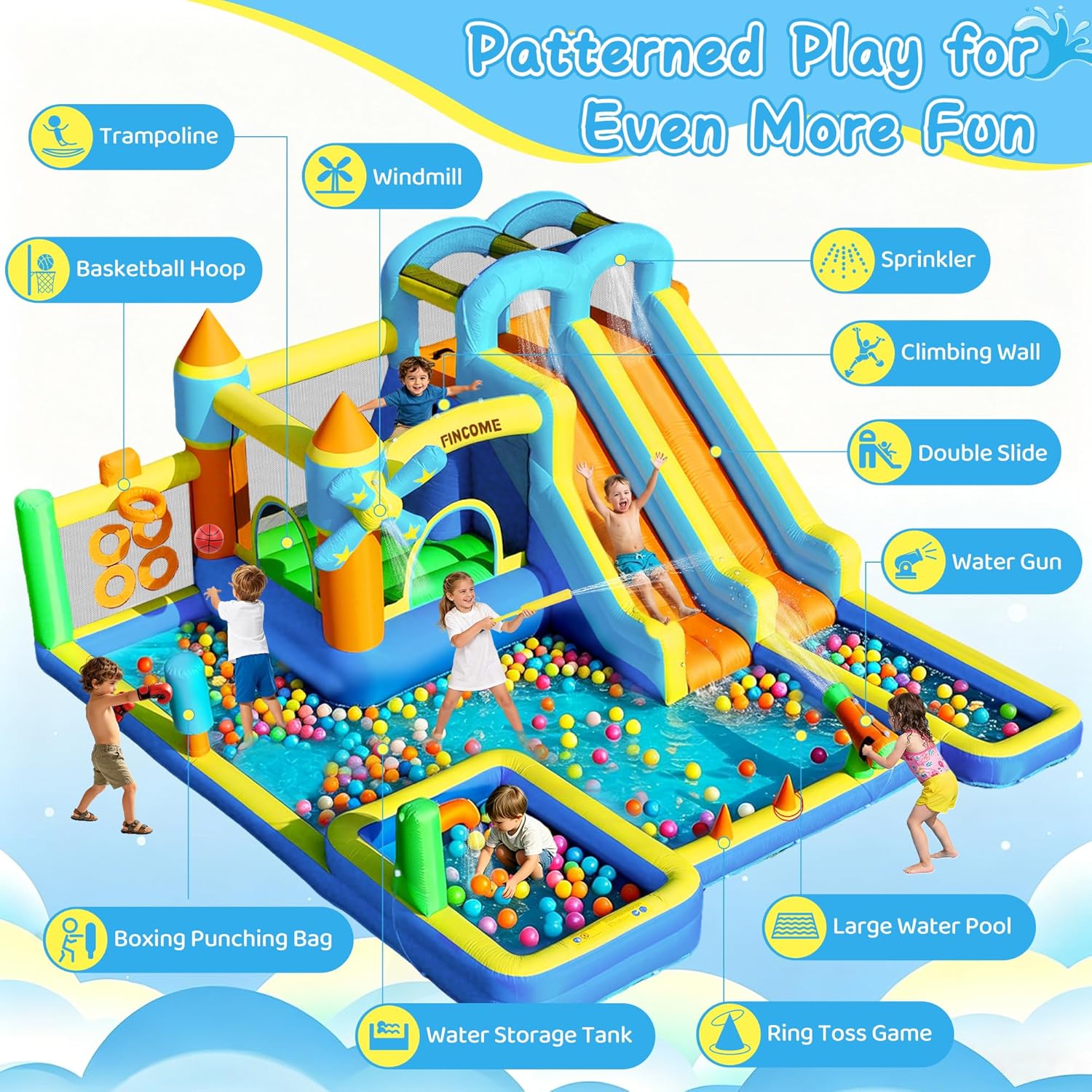 10-in-1 Inflatable Bouncy Cast - Kids Outdoor Water Park ulasan dan harga
