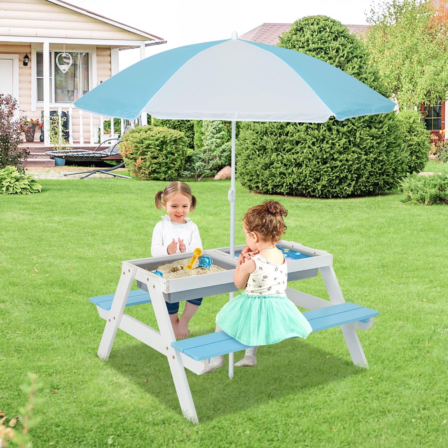 Kids Picnic Table, 4 in 1 Outd - Kids Outdoor Water Table ulasan dan harga