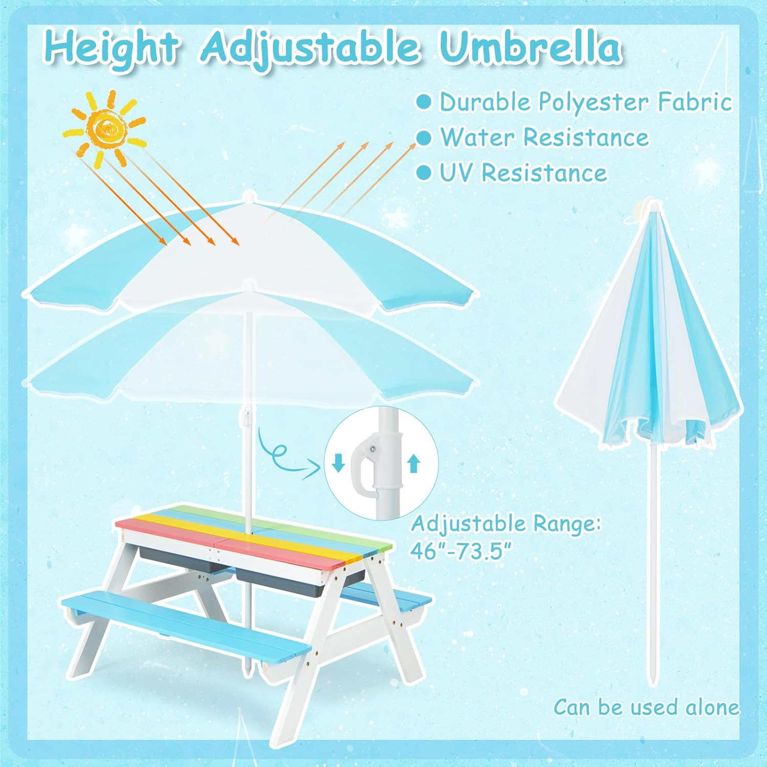 Kids Picnic Table, 4 in 1 Outd - Kids Outdoor Water Table ulasan dan harga