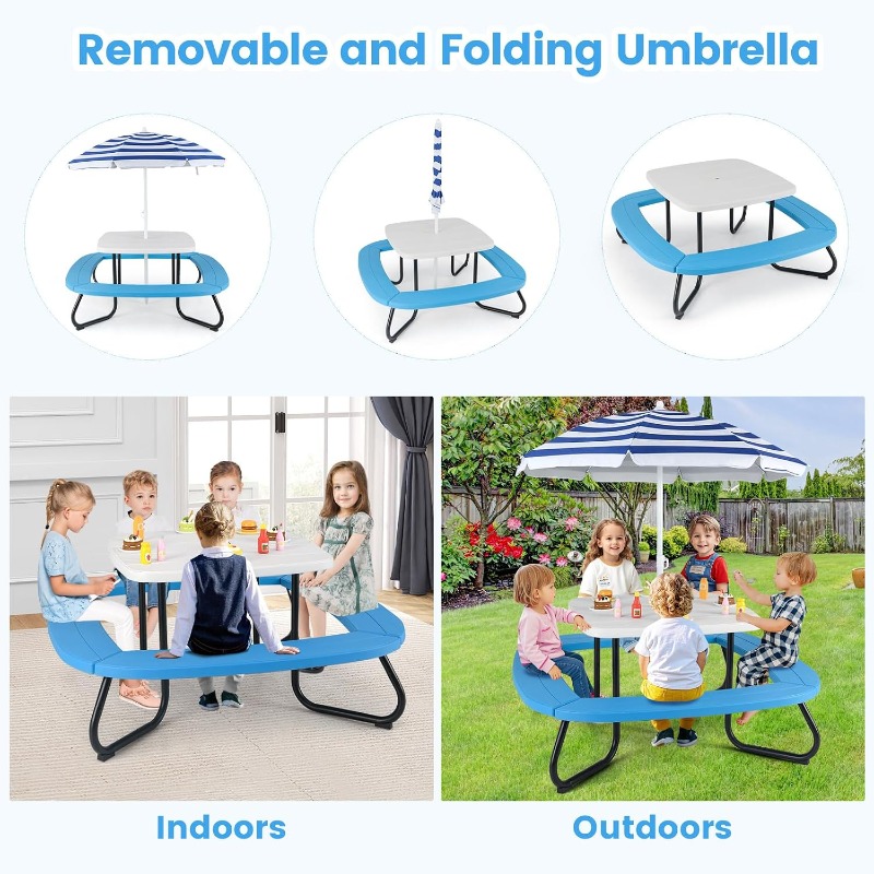 Costzon Kids Picnic Table, Kid - Kids Outdoor Umbrella For Table ulasan dan harga