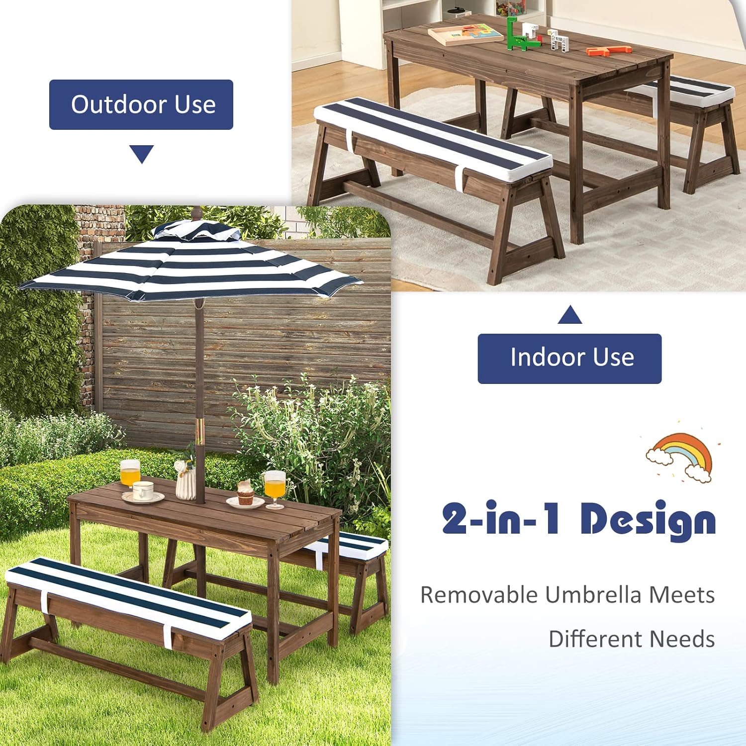 Height Adjustable Wooden Kids  - Kids Outdoor Umbrella For Table ulasan dan harga