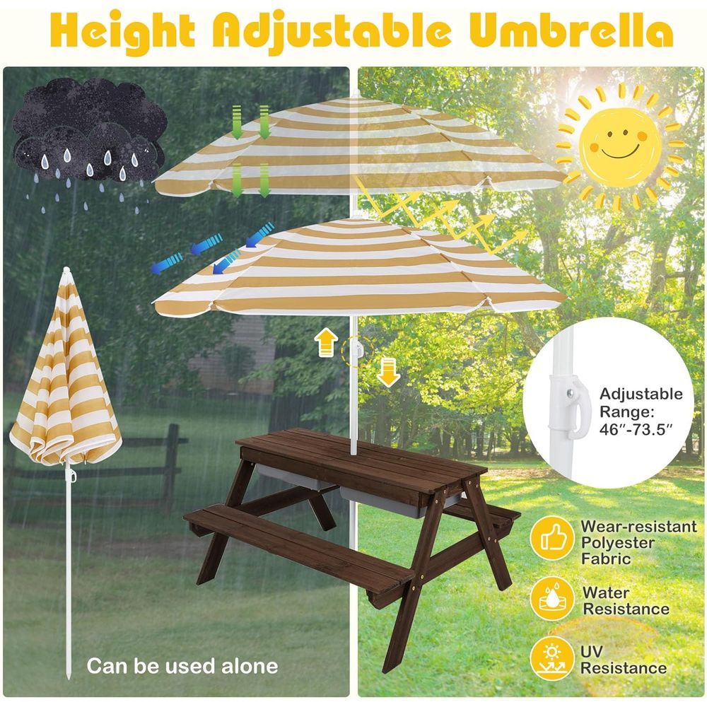 Kids Picnic Table with Sensory - Kids Outdoor Umbrella For Table ulasan dan harga