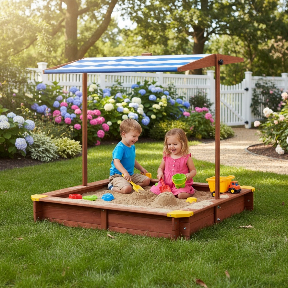 Wooden Kids Picnic Table, Sand - Kids Outdoor Umbrella For Table ulasan dan harga
