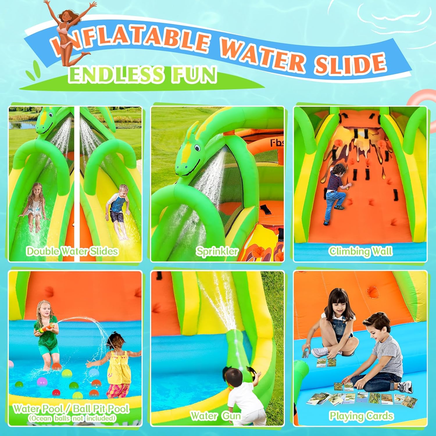 Kids Inflatable Bounce House w - Kids Outdoor Water Park ulasan dan harga