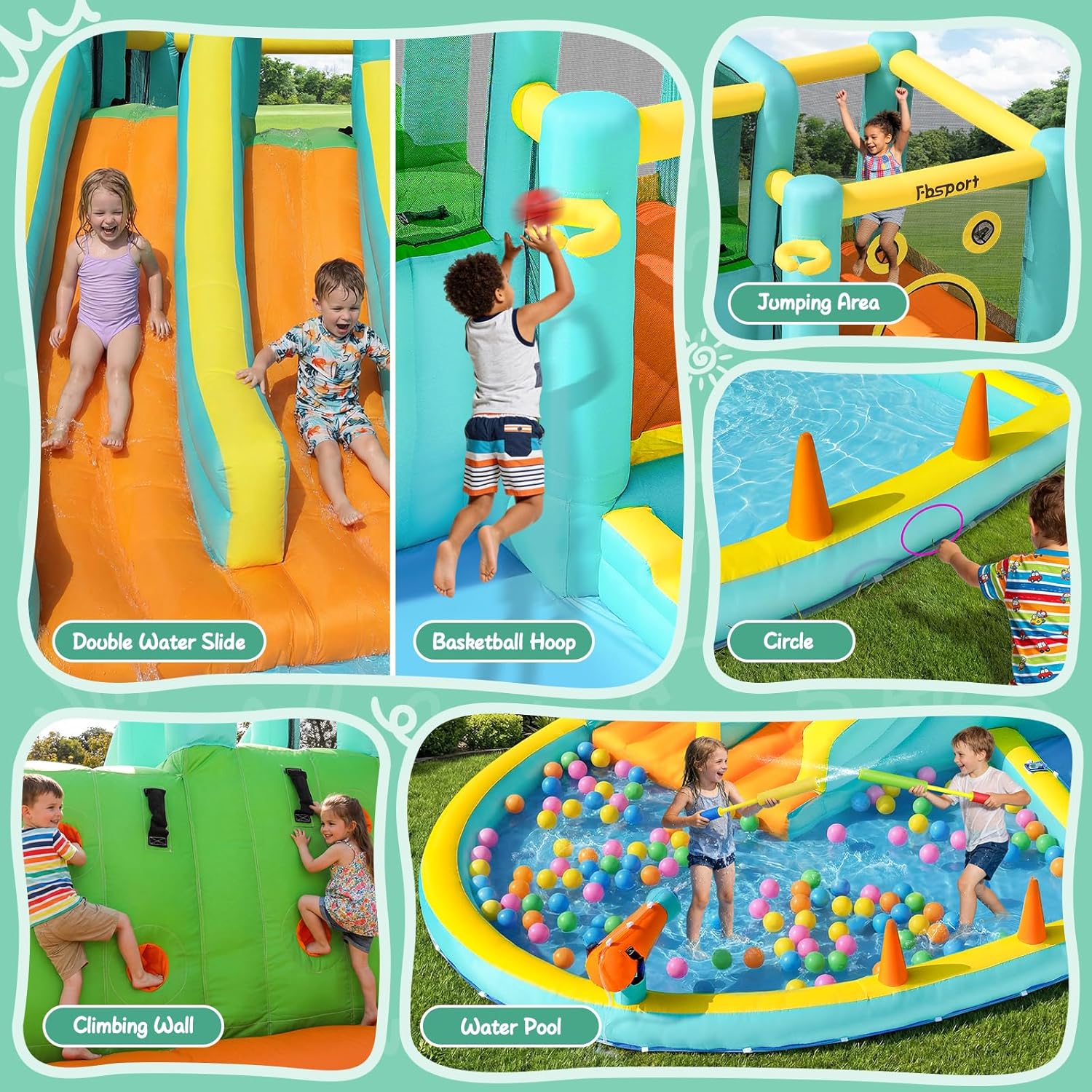 Double Slide Inflatable Water  - Kids Outdoor Water Park ulasan dan harga