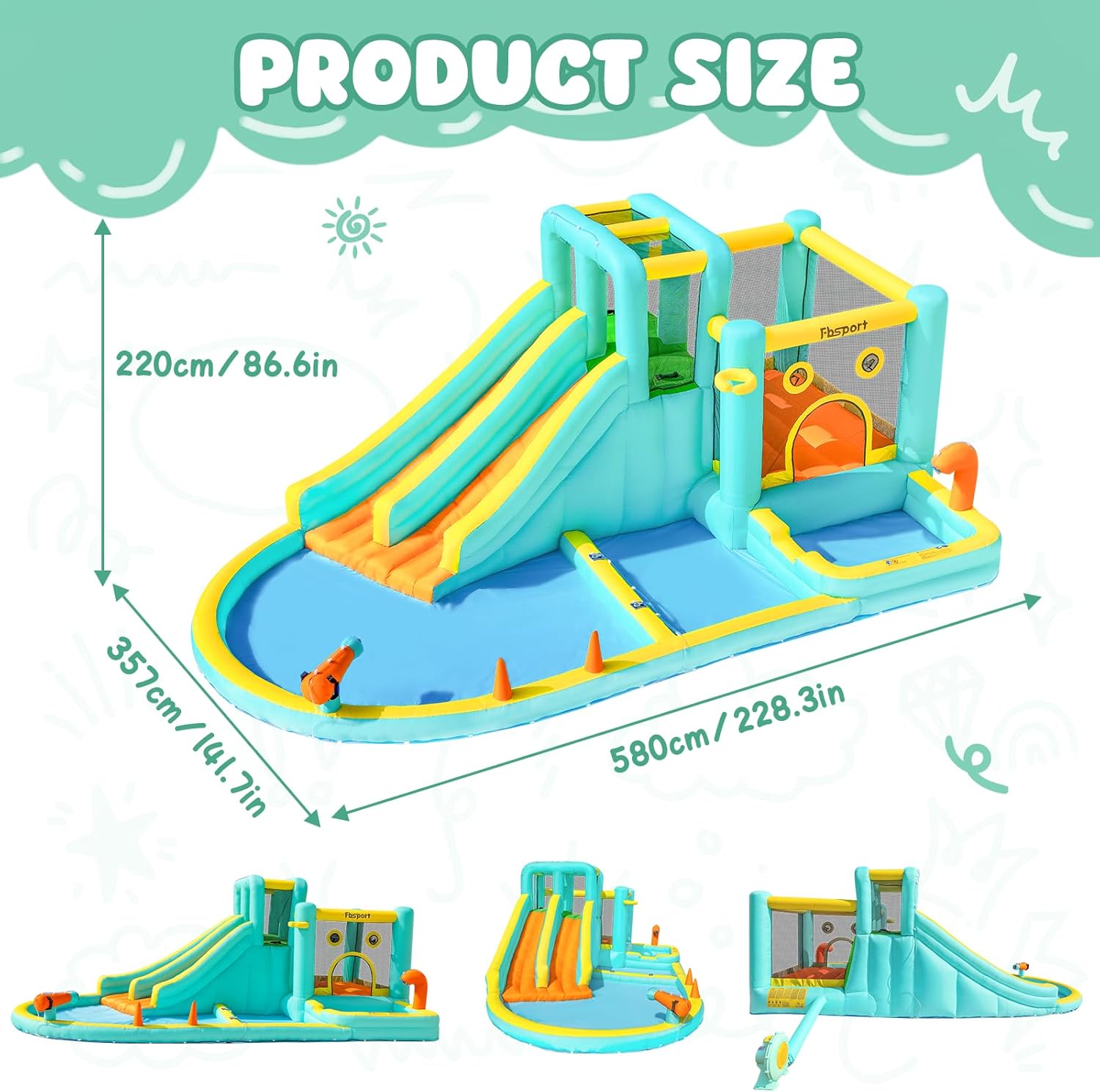 Double Slide Inflatable Water  - Kids Outdoor Water Park ulasan dan harga