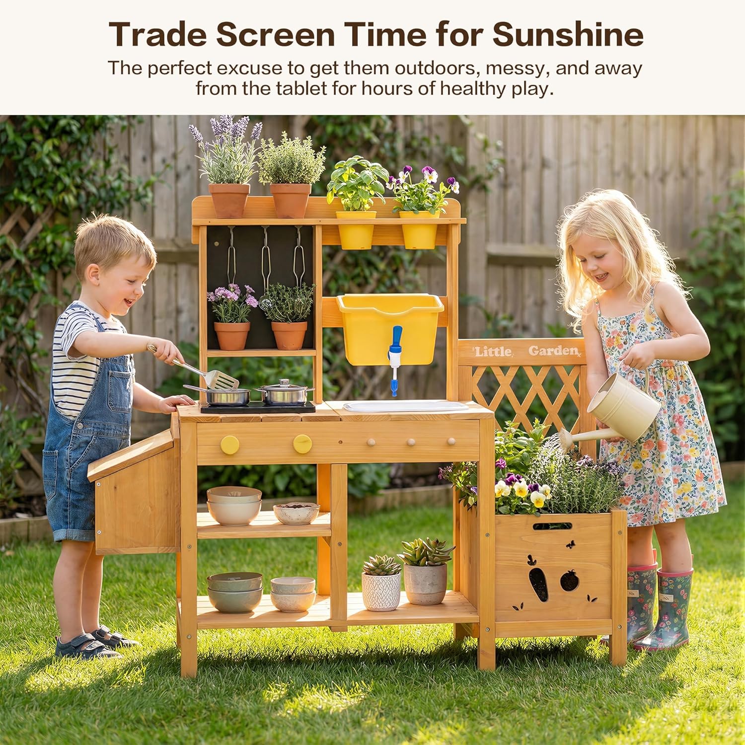 Wooden Mud Kitchen for Kids, O - Kids Outdoor Water Table ulasan dan harga