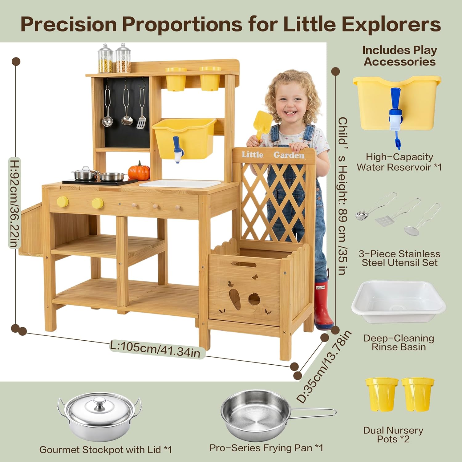 Wooden Mud Kitchen for Kids, O - Kids Outdoor Water Table ulasan dan harga