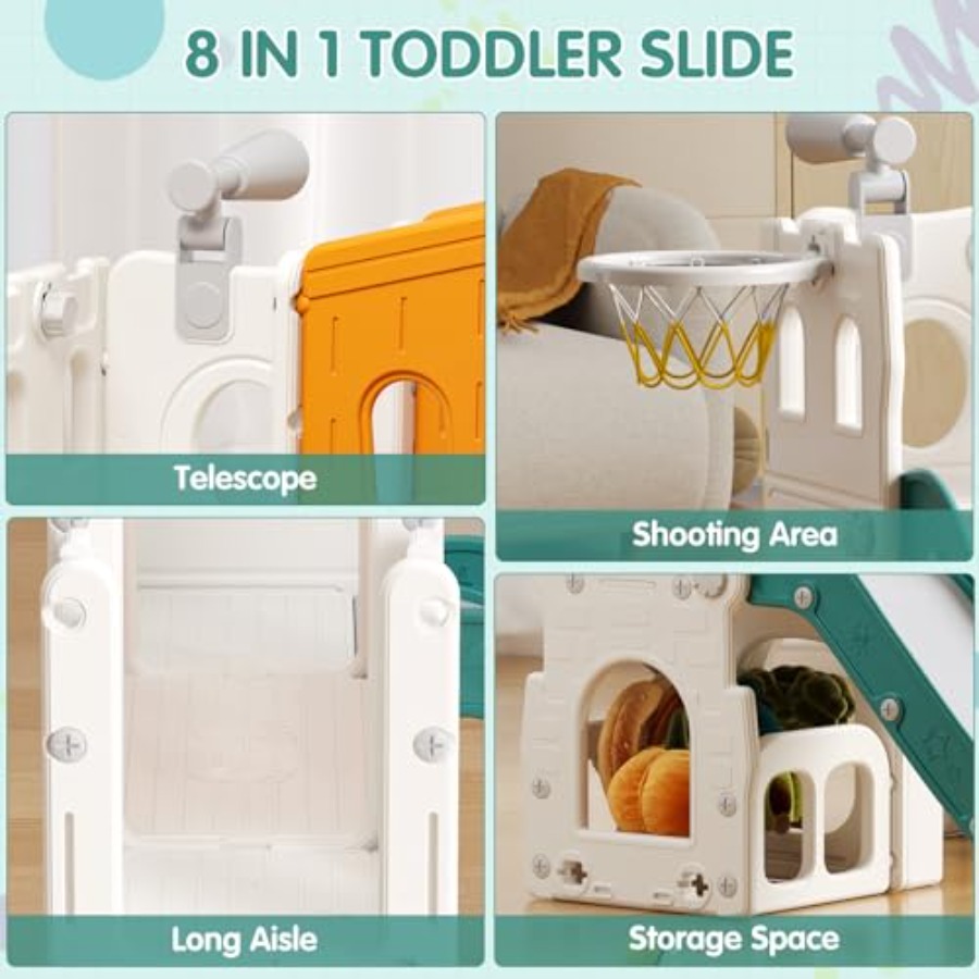 8 in 1 Toddler Slide Set Kid S - Kids Outdoor Playset ulasan dan harga