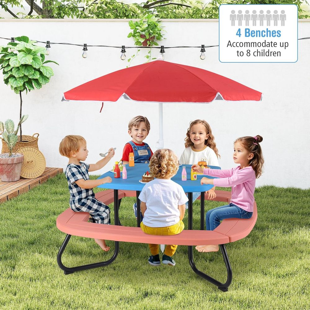 Kids Picnic Table, 8 Person To - Kids Outdoor Umbrella For Table ulasan dan harga