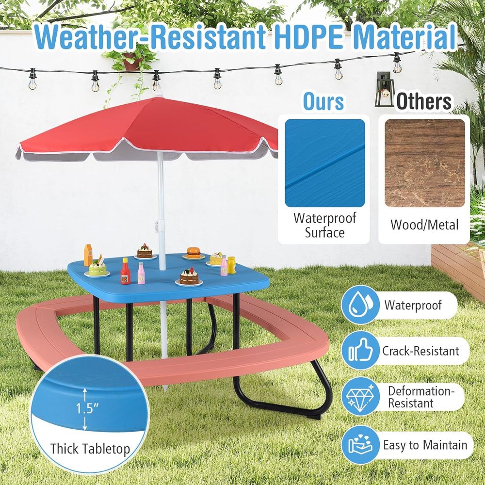 Kids Picnic Table, 8 Person To - Kids Outdoor Umbrella For Table ulasan dan harga