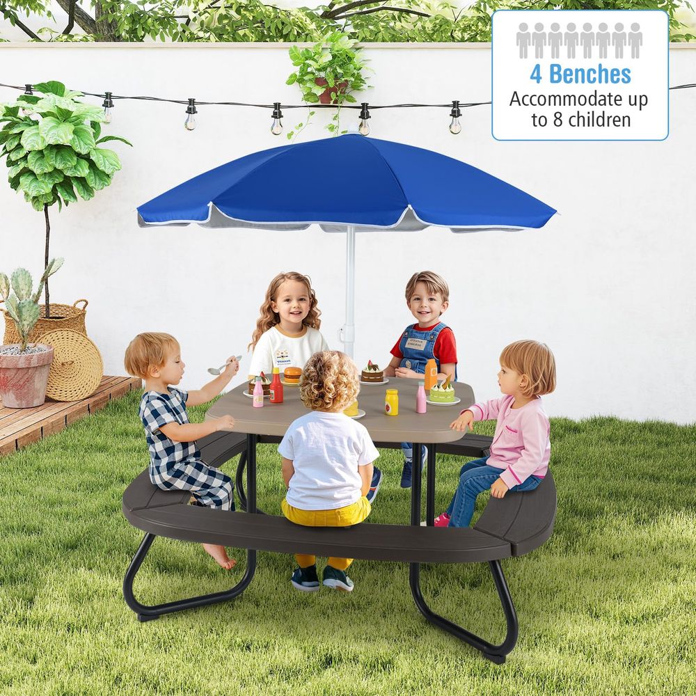 JOY Kids Picnic Table, 8 Perso - Kids Outdoor Umbrella For Table ulasan dan harga