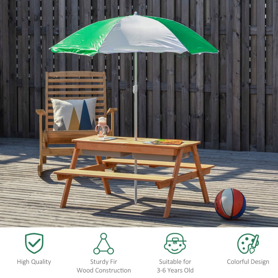 Outdoor wooden kids picnic tab - Kids Outdoor Umbrella For Table ulasan dan harga