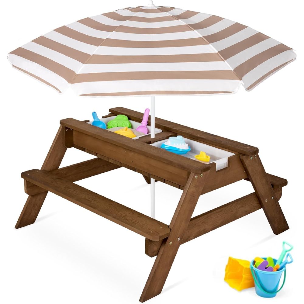 Kids Picnic Table with Umbrell - Kids Outdoor Water Table ulasan dan harga