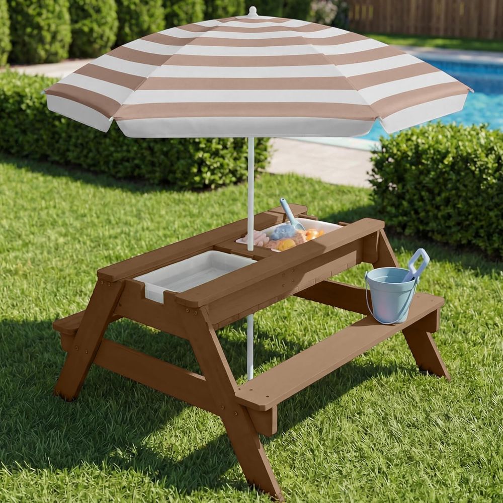Kids Picnic Table with Umbrell - Kids Outdoor Water Table ulasan dan harga