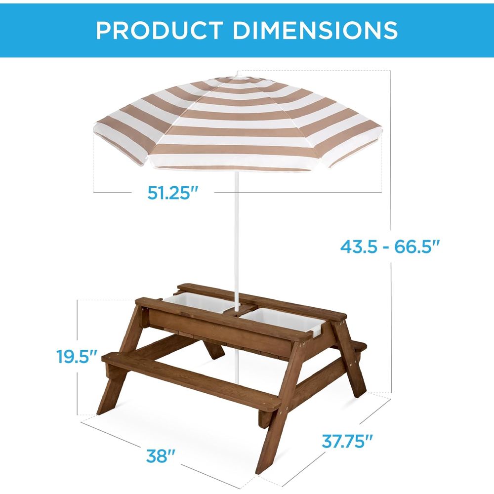 Kids Picnic Table with Umbrell - Kids Outdoor Water Table ulasan dan harga