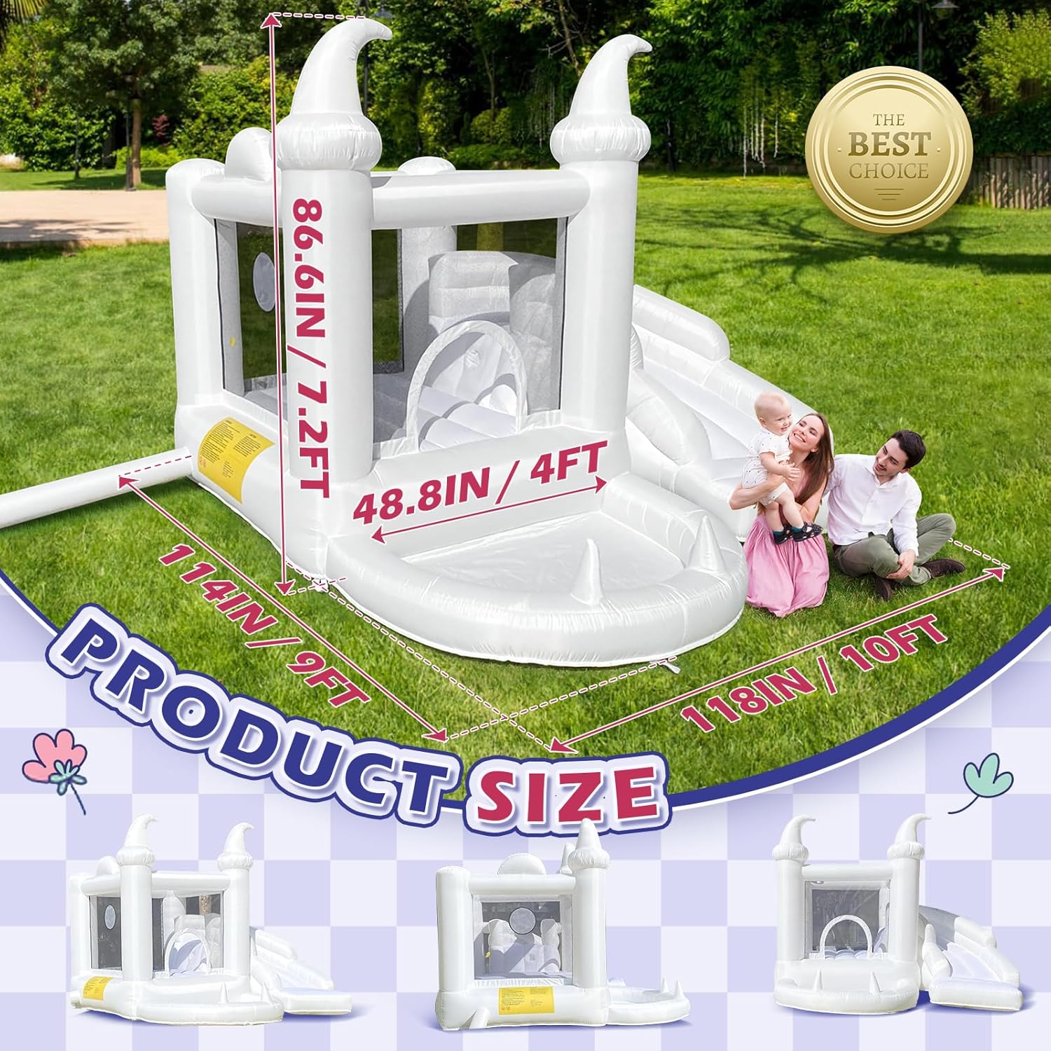 White Inflatable Bouncy Castle - Kids Outdoor Jumping ulasan dan harga