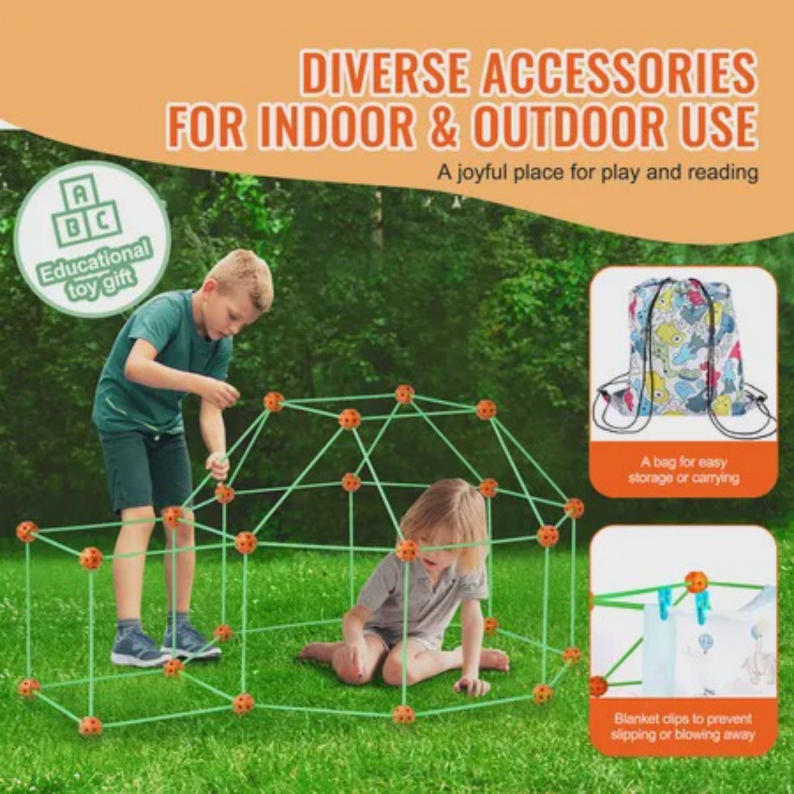 Fort Building Kit for Kids 140 - Kids Outdoor Fort Building Kit ulasan dan harga